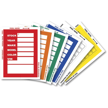 Car Dealer Depot Versa-Tag Kleer-Bak Stock Stickers, 3" X 4", 100 Per Box Pk 421